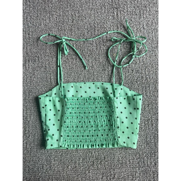 Zara Polka Dot Crop Top Mint Green Size S - Picture 8 of 12